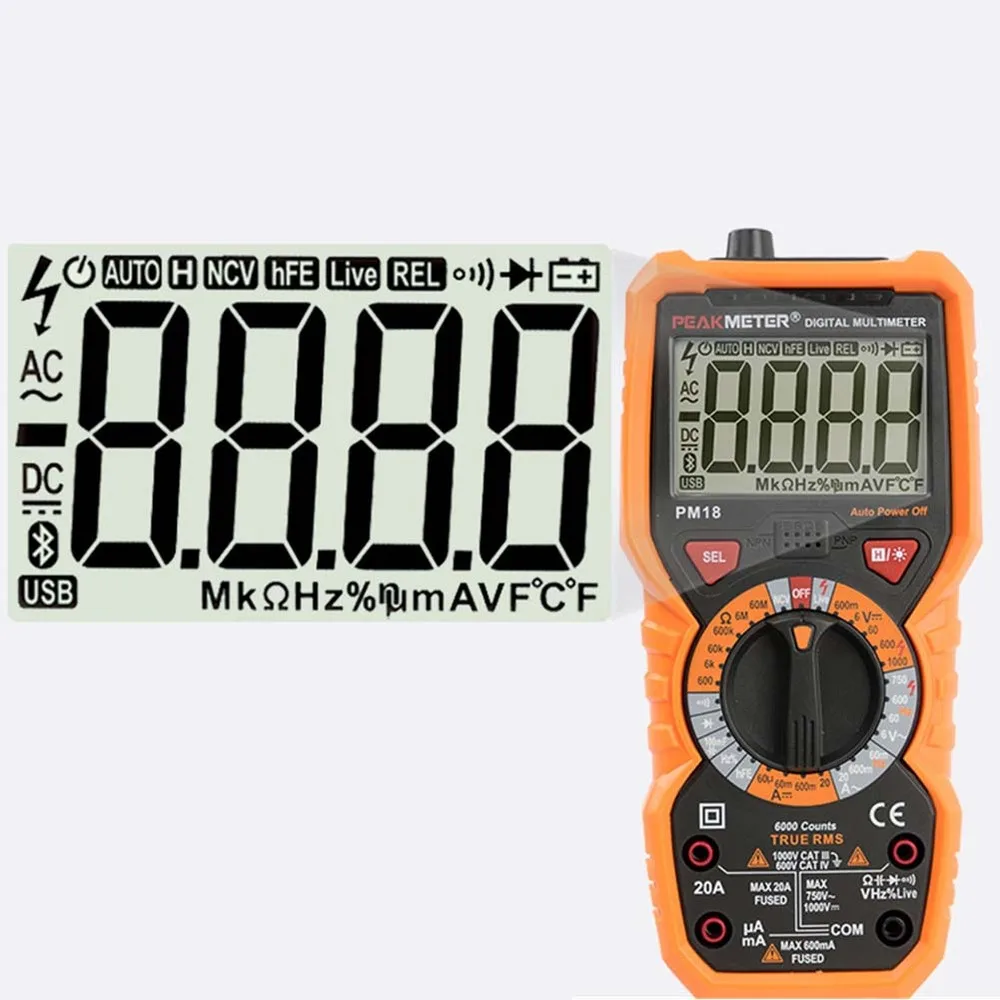 PM18C цифровой мультиметр с истинным RMS AC/DC сопротивление напряжения Емкость Частота Температура бесконтактный Тестер Напряжения