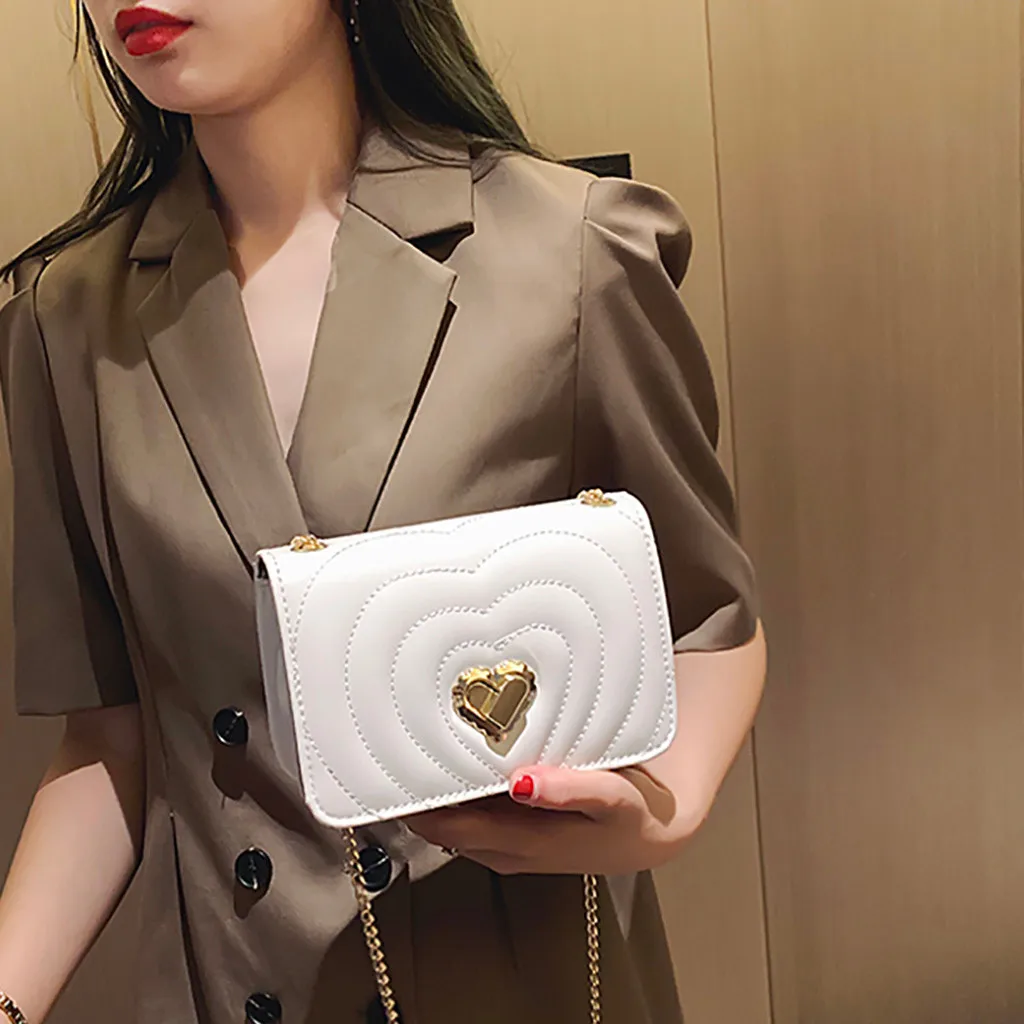 

Fashion Pure Color Women Crossbody Zipper Shoulder Bag Love Striped Handbag Phone Bag Coin Bags