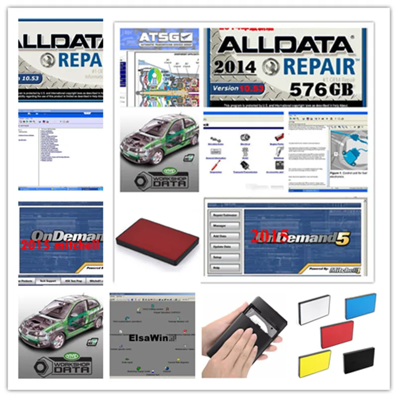 Alldata 10,53 программное обеспечение и mitchell по требованию программное обеспечение vivid workshop atsg ElsaWin 24 в 1 ТБ hdd usb3.0