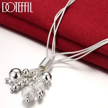 DOTEFFIL 925 Sterling Silver 18 Inch Snake Chain Smooth Matte Beads Pendant Necklace For Women Charm Wedding Engagement Jewelry DOTEFFIL 925 Sterling Silver 18 Inch Snake Chain Smooth Matte Beads Pendant Necklace For Women Charm Wedding Engagement Jewelry