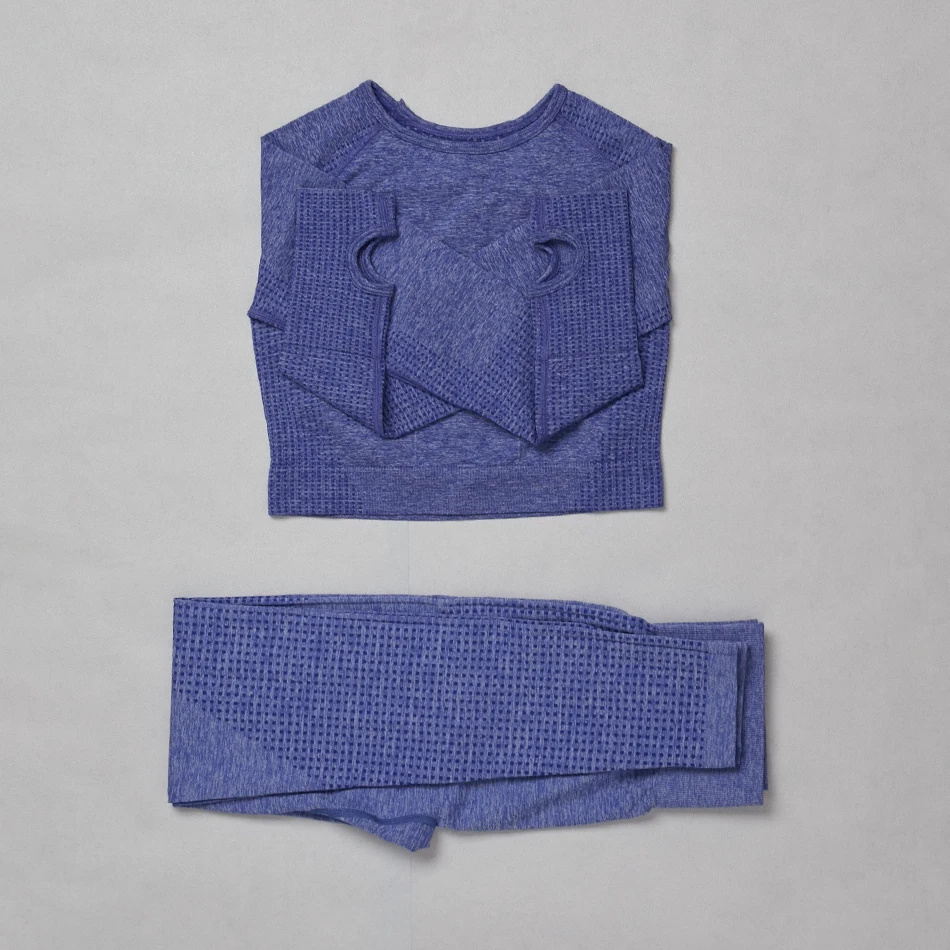 

2 pieces Seamless Yoga Sets for Women Fitness Gym Sports Workout Clothes Suits Spandex Long Sleeve Crop Tops Push Up Leggings