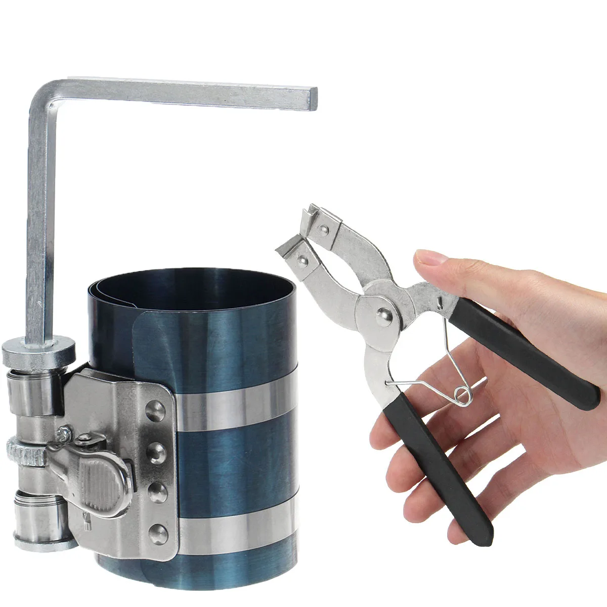 Car Piston Ring Compressor Installer Ratchet Plier Remover Expander