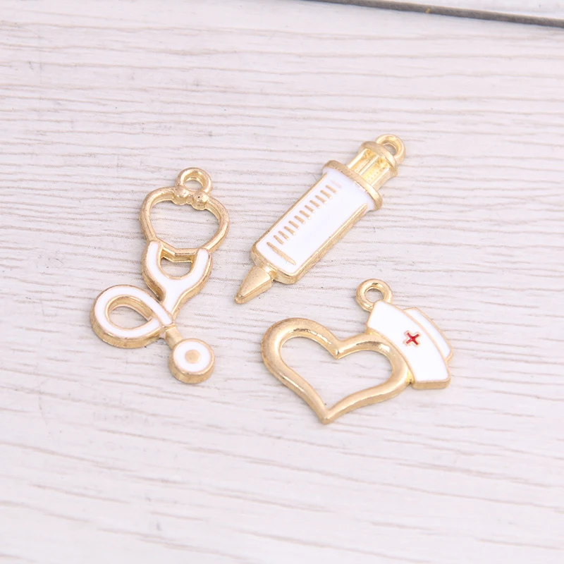Sweet Bell 30 Pz 3 Stili Medicina Charms Siringa Charms Pendenti Creazione Di Gioielli Charms Stetoscopio Per Artigianato Fatto A Mano Fai-Da-Te