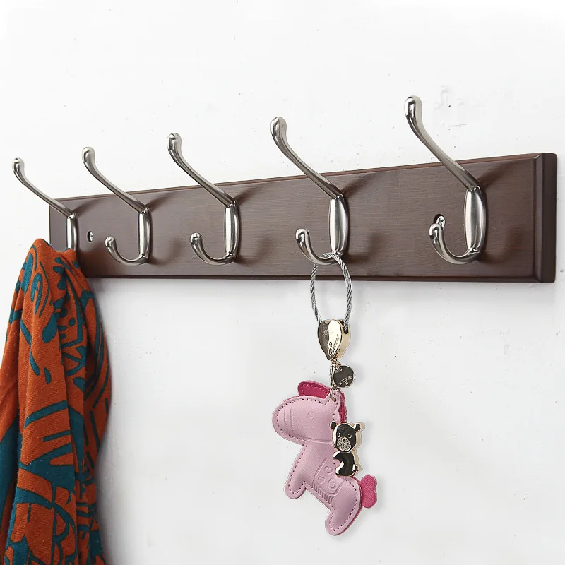 

Bamboo European Style coat rack wall mounted coat rack living room clothes hook bathroom metal hooks key rack wooden coat rack