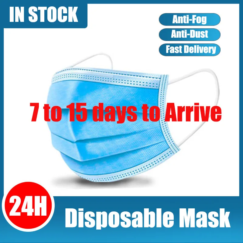 

50/100 Pcs Face Mouth Mask Disposable 3 Layers Filter Dustproof Earloop Non Woven Mouth Masks 48 Hours Shipping Wholesal