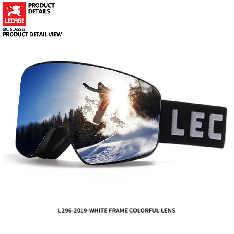 L296-C05 LECAGE очки горные лыжи Лыжные очки для детей от 5 до 15 лет, очки для сноуборда, зимние уличные защитные очки, ветрозащитная двойная противотуманная маска UV400 L296 - Цвет: L296-C05