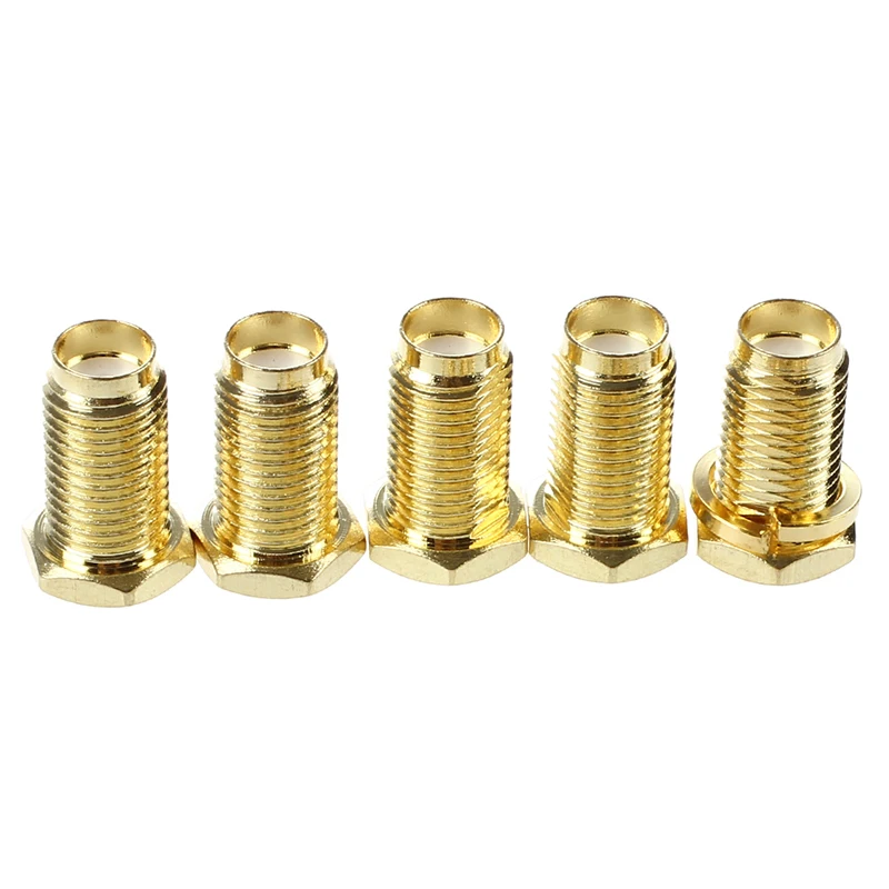 

5 Pcs SMA Female Nut Bulkhead Crimp Straight RF Coax Connectors Adapters