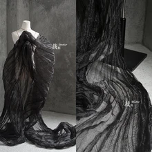 Seaweed черная органза плиссированная гофрированная 3d перспективная сетка креативная дизайнерская ткань, одежда Лоскутная Ткань для платья