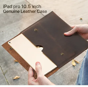 

Suitable for iPad Pro 10.5 inch leather case flip-type tablet case drop protection retro crazy horse leather cover button design