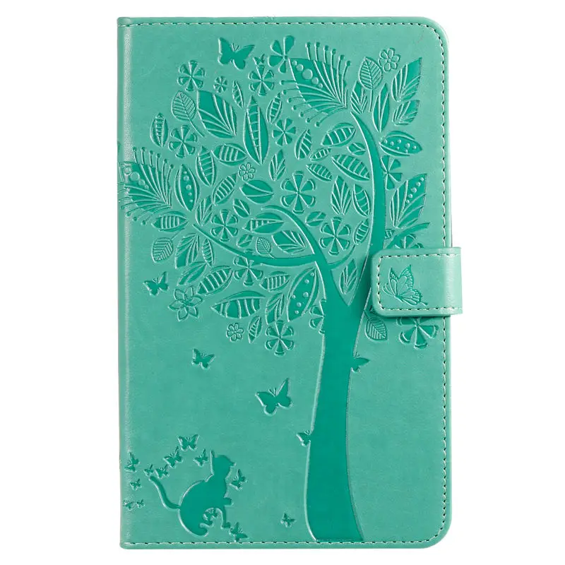 Green Чехол для samsung galaxy tab A 8,0 с S Pen 8,0 SM-P200 P200 P205 P207, чехол Funda с рисунком кошки и дерева, откидная подставка+ подарок - Цвет: Green