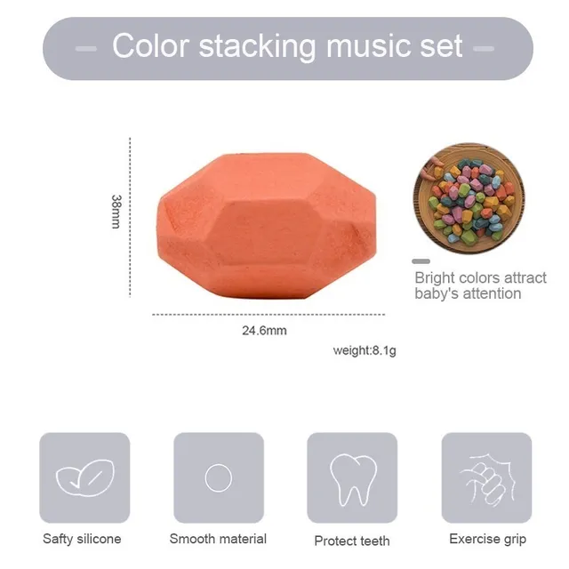 Wooden Rainbow Stones Building Blocks Colorful Wood Toy Block Stacker Balancing Games Montessori Educational Toys for Children 3