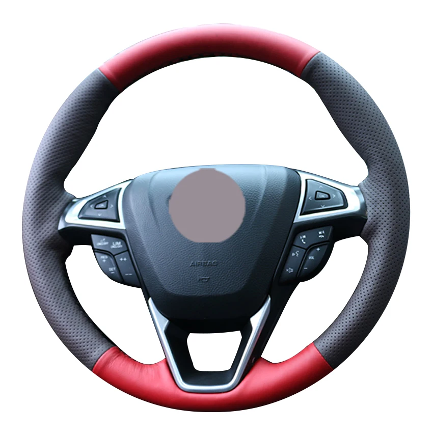 Funda trenzada para volante de coche, accesorio de cuero genuino para Ford Fusion Mondeo 2013 2014