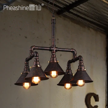 

Loft retro industrial water pipe chandelier American living room Internet bar personality creative bar restaurant iron lamp