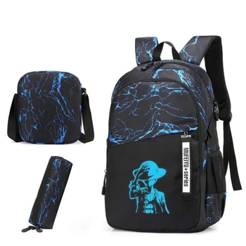 

3 Pcs/set Fashion Luminous School Backpack Men Women School Bags for Teenager Boys Girls Backpack Noctilucent Bagpack Back Pack