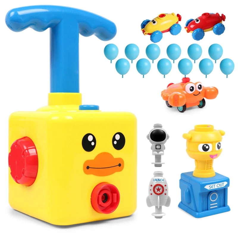Poder globo coche de juguete para el regalo de los niños de globo torre de lanzamiento de juguete rompecabezas de la diversión de la educación la inercia de la ciencia Experimen