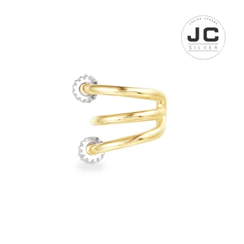 

New Fashion Charms Tibetan silver Original Engraving,Triple Hoops With Two Sliding Rings Ear Cuff For Women Mono Zircon Glamour