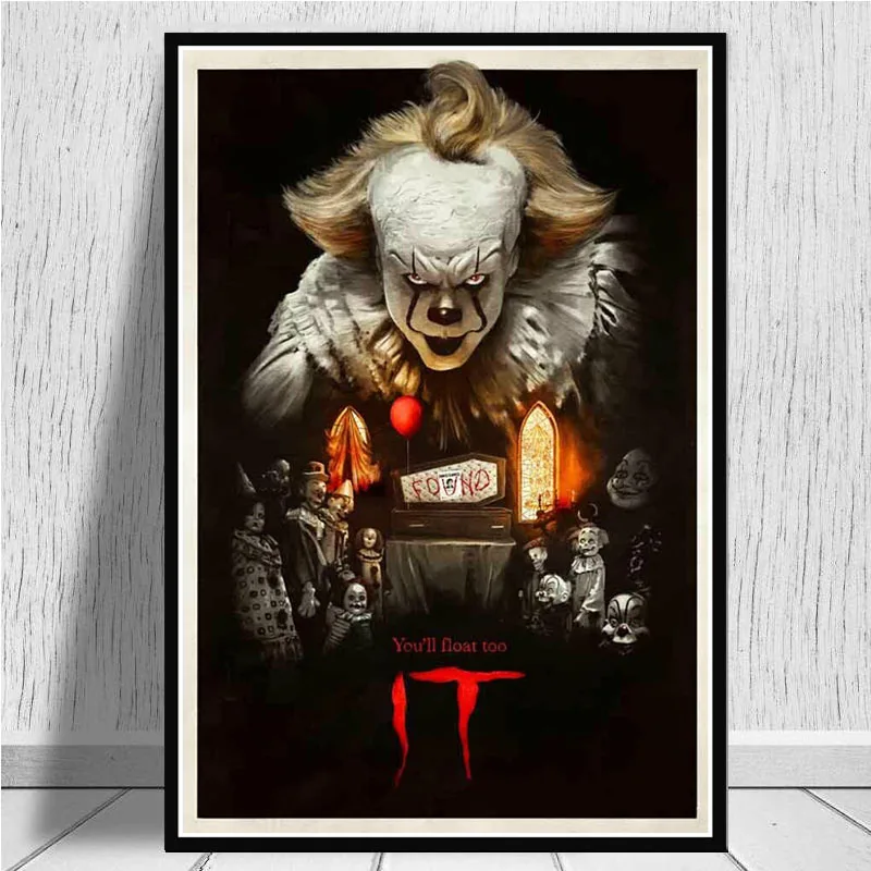 Горячее предложение 2 фильм ужас фильм Pennywise Холст Картина маслом плакатный принт искусство настенные картины для гостиной домашний декор - Цвет: Бургундия