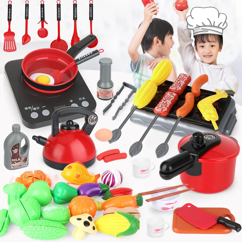 US 36PCS Children Kitchen Pretend Cooking Toy Food Cookware Play House Xmas Gift 