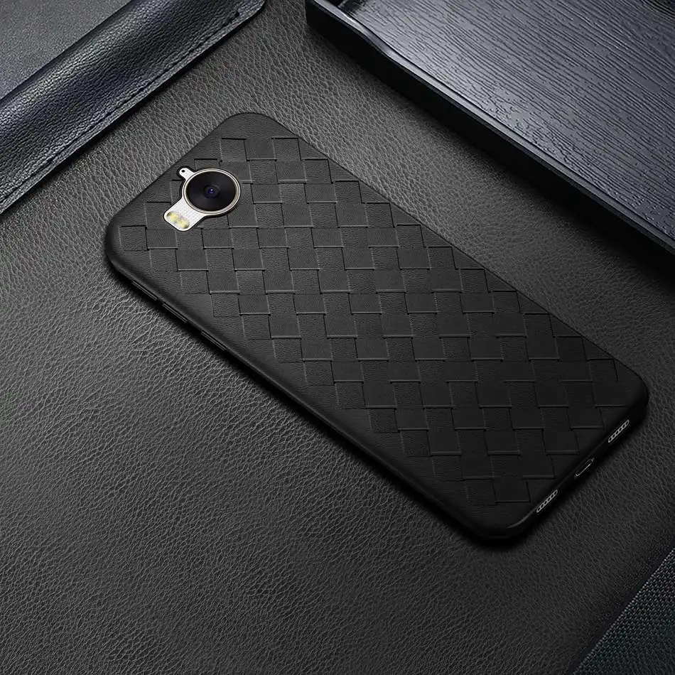 Black Чехол для huawei Y5 ультра-тонкий ткачество сетки силиконовый чехол для телефона huawei Y6 mya-l22 mya-u29 Мягкий ТПУ задняя крышка - Цвет: Black