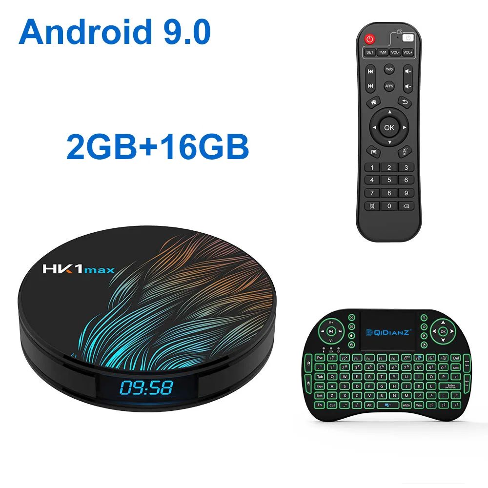 Smart tv box HK1MAX Android 9,0 2,4G/5G Wifi BT 4,0 RK Четырехъядерный 4K 1080P Full HD hk1 max приставка Netflix KD плеер - Цвет: 2G 16G Add Keyboard