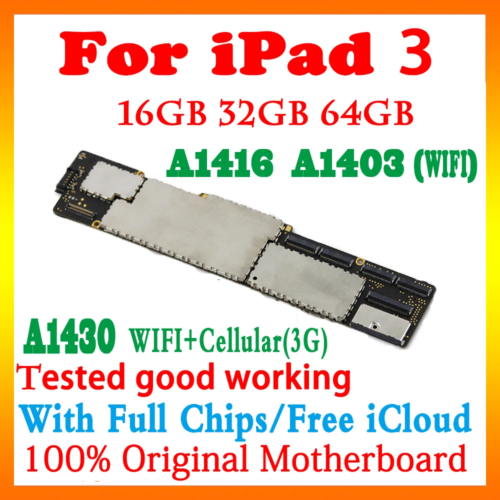 Оригинальная версия A1430 3G и A1416 A1403 Wifi для ipad 3 материнская плата хорошо работает