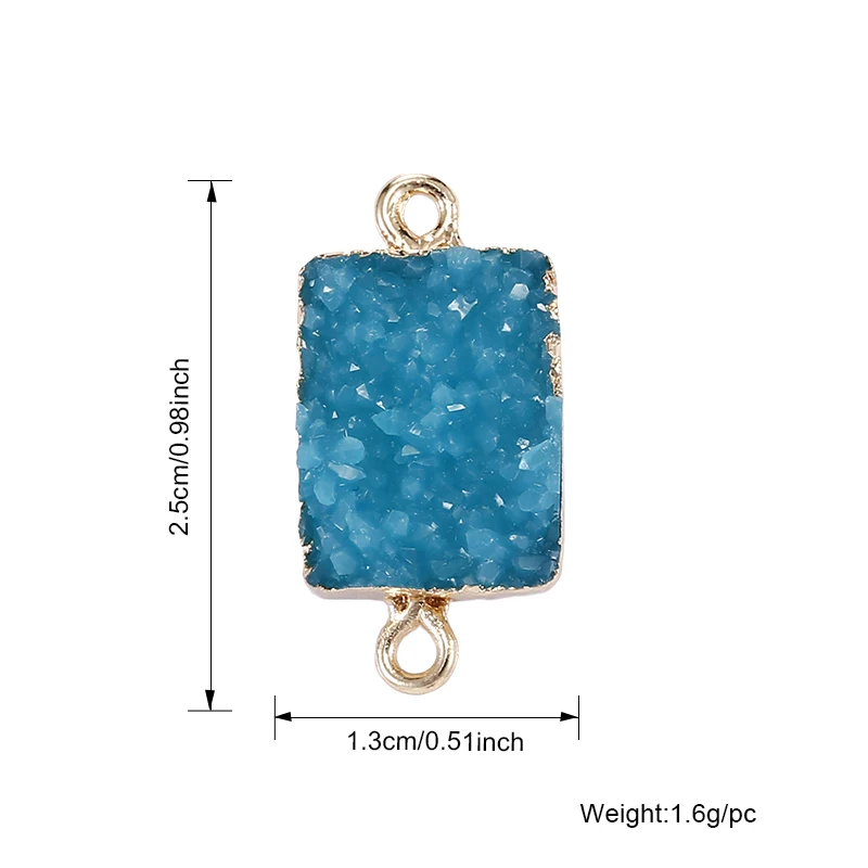 10PCS Wholesale Colorful Square Resin Stone Druzy Connector