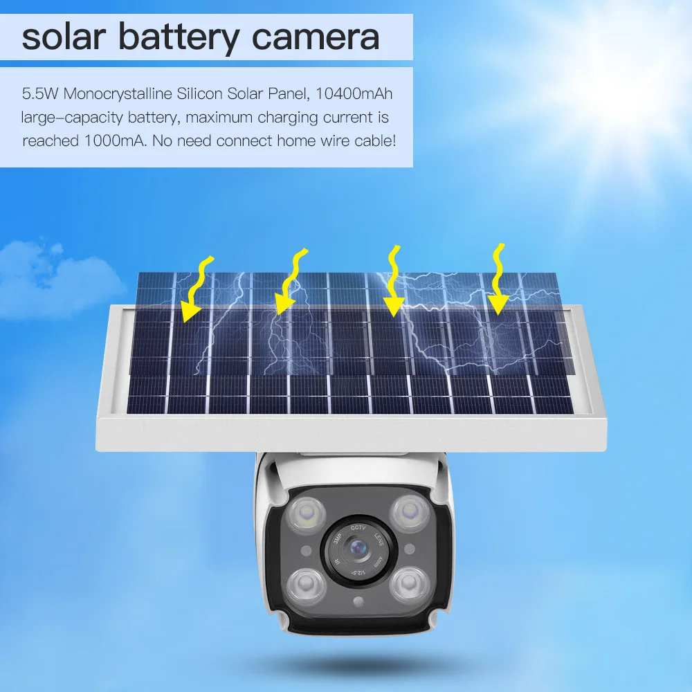  Security CCTV Camera Wireless Solar IP Surveillance Camera 1080P HD Bullet IR Night Vision Solar Po