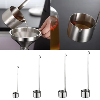 

304 Stainless Steel Long Wine Pouring Spoon Sauce Ladle w/Handle Hook