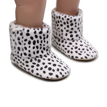 

Infant Soft Bottom Baby Snow Boots Leopard Flock Plush Warm Shoes Baby Boys Girls Moccasins Shoes Baby Crib Prewalker Boots