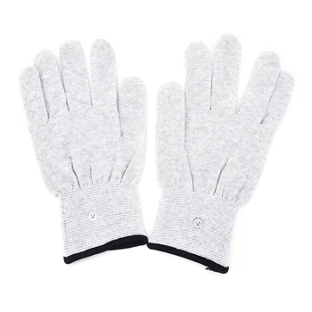 

1Pair Magic Pulse Massage Gloves Use For Tens Machine Silver Fiber Conductive Electrotherapy Massage Electrode Gloves