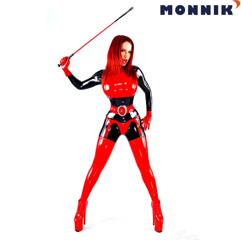 Женский латексный комбинезон monner latex reality на молнии спереди резиновые облегающие