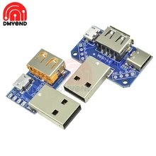 USB Converter Standard USB Female to Male to Micro USB to Type-C 4P 4Pins Terminal Adapter Board PCB 2.54mm 2.54 mm