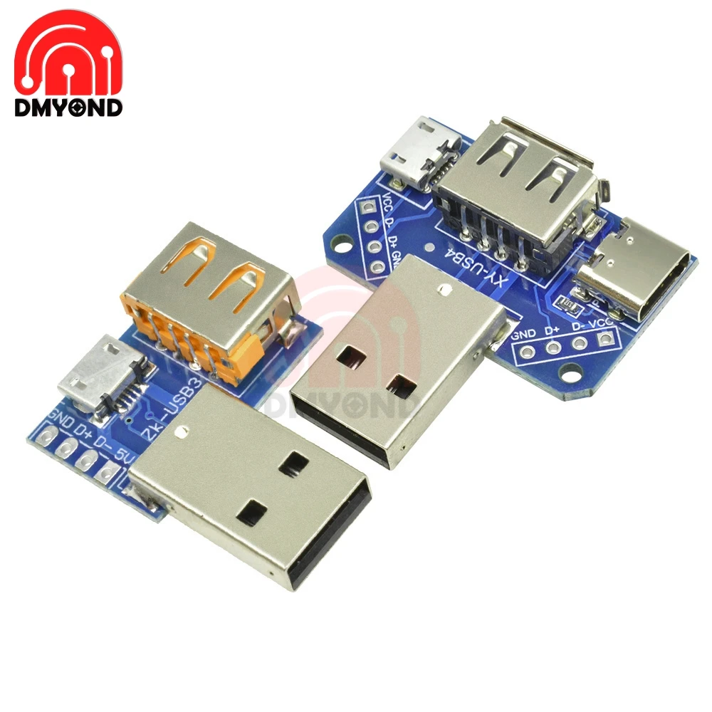 USB Converter Standard Female to Male Micro Type-C 4P 4Pins Terminal Adapter Board PCB 2.54mm 2.54 mm | Обустройство дома