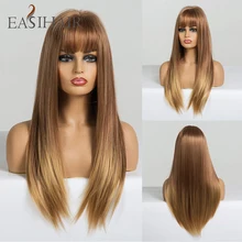 Special Price EASIHAIR Long Straight Light Blonde Ombre Wigs with Bangs Synthetic Wigs for Black Women Cosplay Wigs High Temperature Fiber Wig Special Price EASIHAIR Long Straight Light Blonde Ombre Wigs with Bangs Synthetic Wigs for Black Women Cosplay Wigs High Temperature Fiber Wig