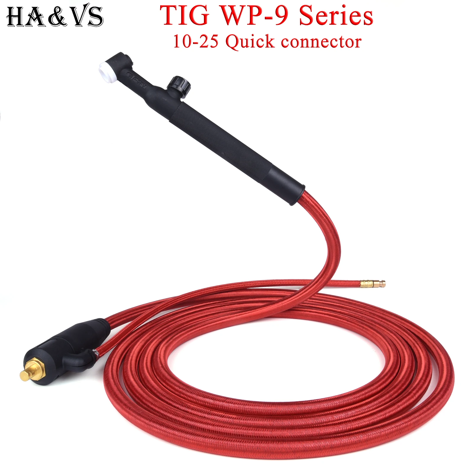 

4M/13ft 7.8M/25.6ft WP9F 9FV TIG Welding Torch Quick Connector Gas-Electric Integrated Red Hose Cable Wires 10-25 Euro Connector