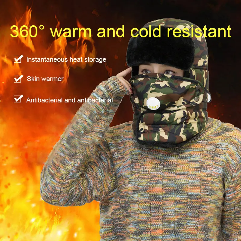 Men Ski Hat Earflap Warm Portable Cossack Cap Trapper Women Durable Fur Snow Cap Winter Trooper Breathing Valve