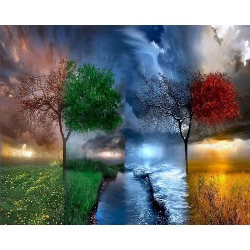 

SELILALI Frameless Colorful Tree Oil Painting By Numbers Diy Gift For Kids Acrylic Paint Drawing On Canvas Home Decor Artcraft