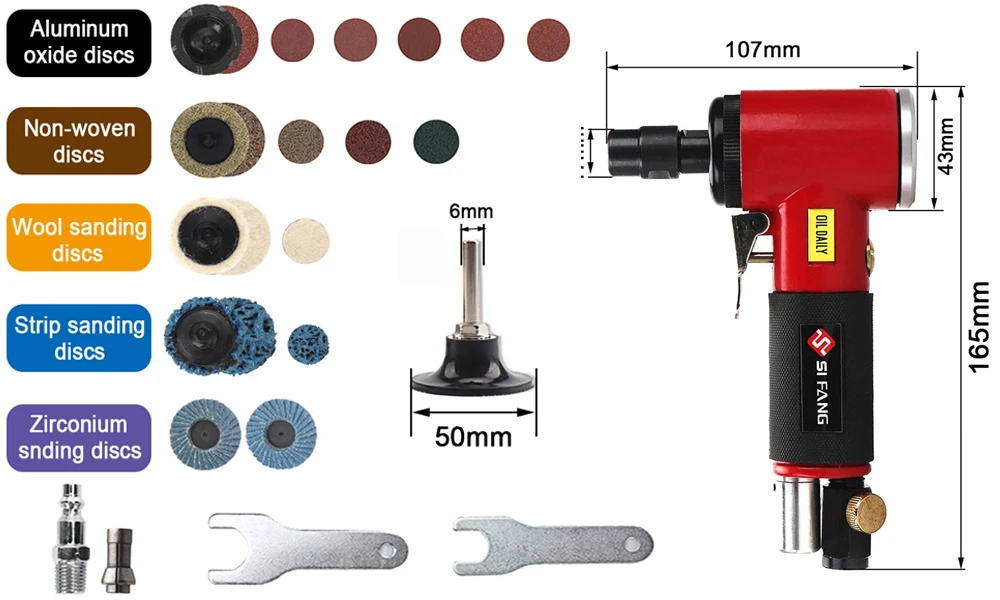 Mini 1/4 inch Air Angle Die Grinder 90 Degree Pneumatic Grinding Machine Cut Off Polisher Mill Engraving Tool Set 20000RPM