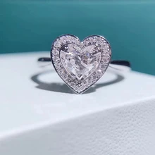 0.5ct 5 мм обручальное кольцо в форме сердца с натуральным настоящим бриллиантом для помолвки и свадьбы цельное настоящее кольцо из белого золота 18 К для женщин