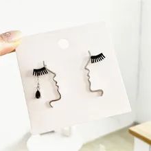 Панк металлические кривые серьги с персонажем женские Асимметричные Fingure Винтажные серьги-гвоздики Кристалл кисточкой серьги для женщин ювелирные изделия