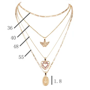 

Multilayer Pendant Angel Clavicle Chain Necklace Heart Fashion Necklaces Virgin Mary Heart Women Engagement Jewelry