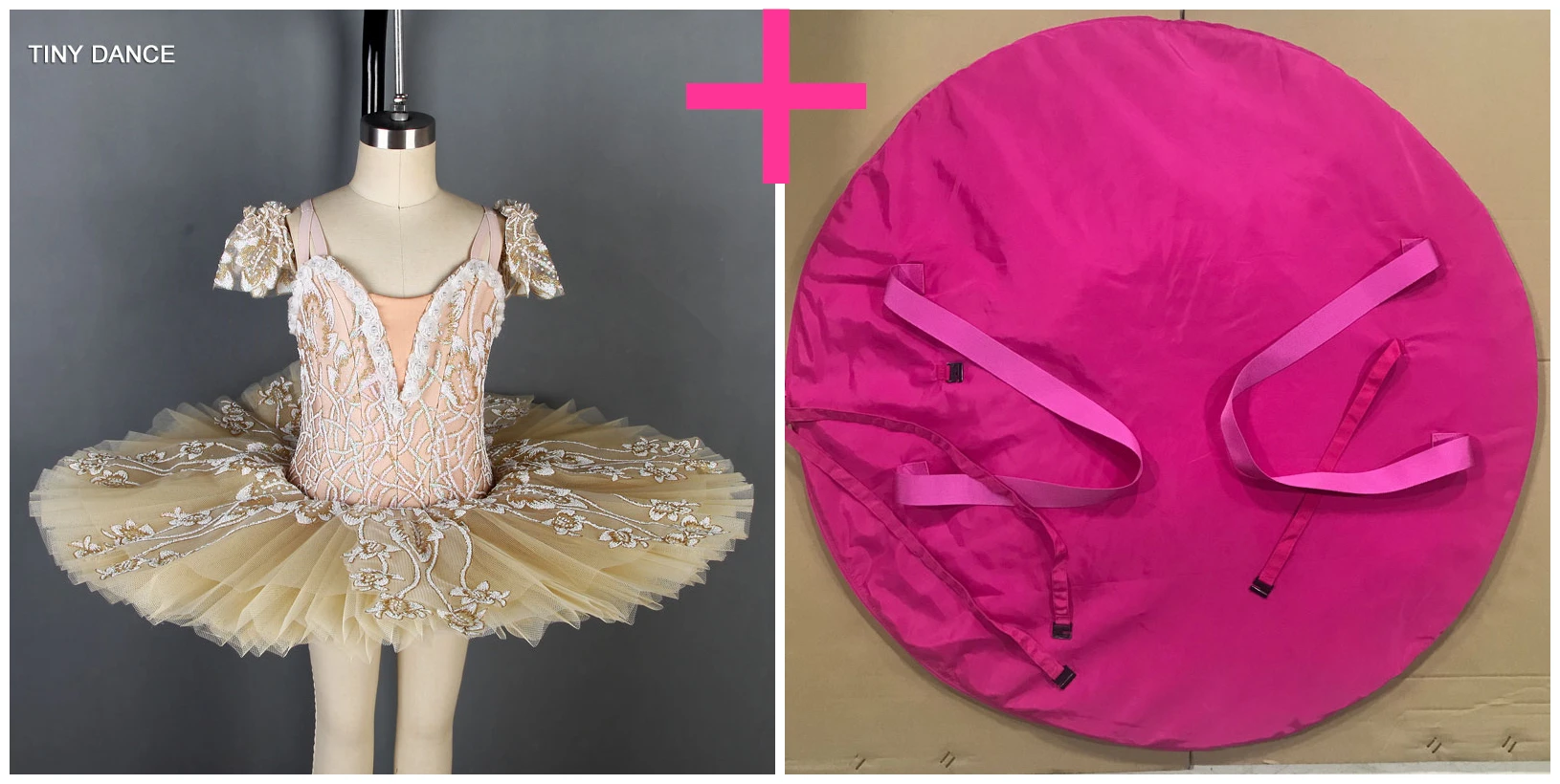tutu and pink bag Английский крем/бежевый профессиональная балетная юбка-пачка для танцев; платье с 10 слоями жесткого фатина блин пачки по индивидуальному заказу костюмы для балерины - Цвет: tutu and pink bag