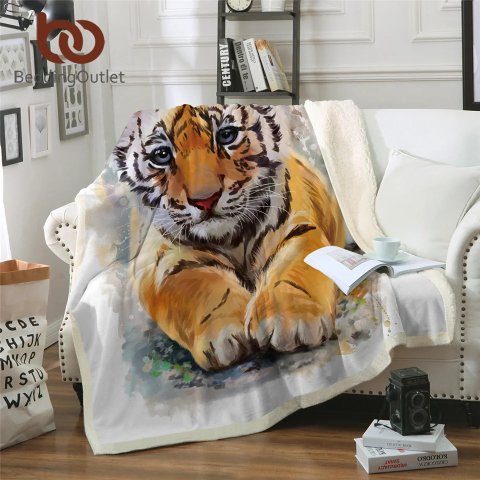 BeddingOutlet Tiger Baby Blankets For Beds Watercolor Plush Blanket