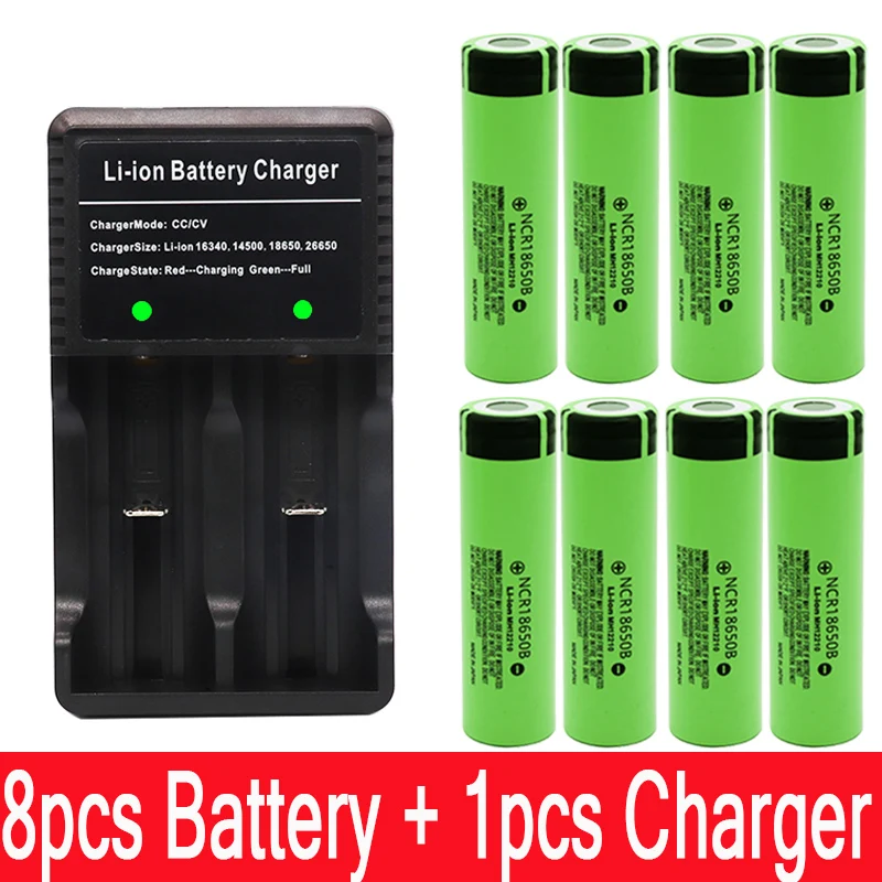 Оригинальная 18650 Батарея 3,7 V 3400mah ncr18650b перезаряжаемая литиевая батарея фонарик батарея с выпуклой головкой+ зарядное устройство - Цвет: Красный