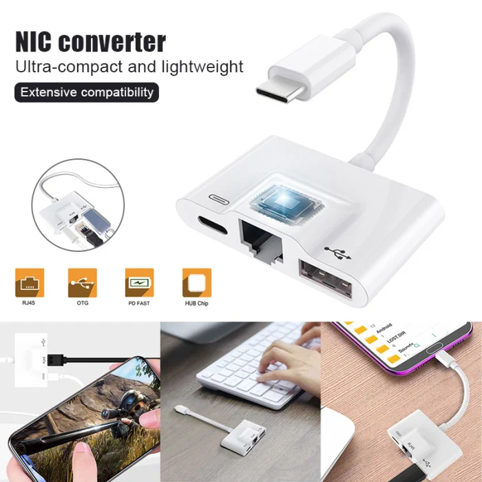 Type-C NIC конвертер для подключения смартфона Ethernet Кабель-адаптер для RJ45 NK-Shopping