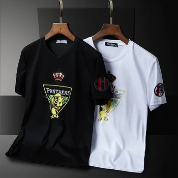 

2020 Panthter Printed T Shirts Men Clothes Fashion Streetwear Short Sleeve O Neck Slim Thin T-shirt for Man Camiseta Masculina