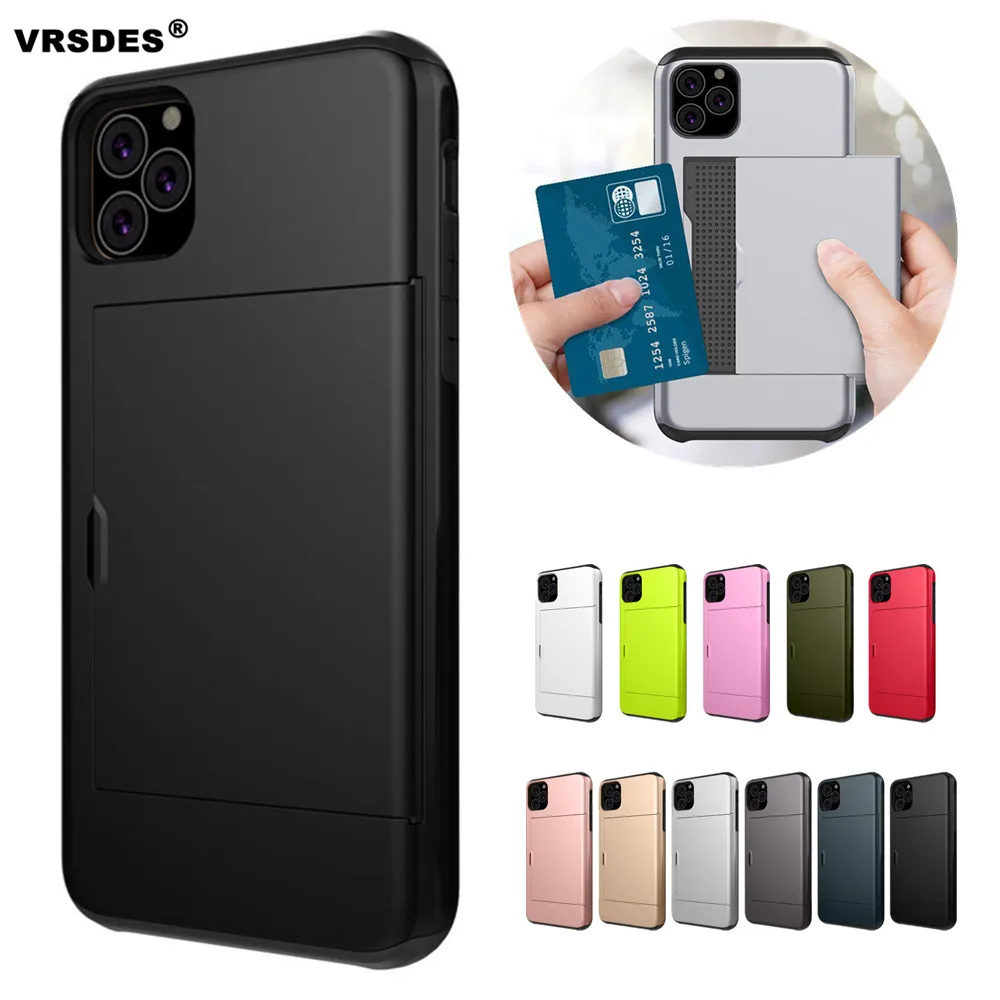 

For iPhone XI R XI MAX 2019 Case Slide Armor Wallet Card Slots Cover For iPhone 6.5 6.1 5.8 2019 For iPhone XIR 11 Capa Funda