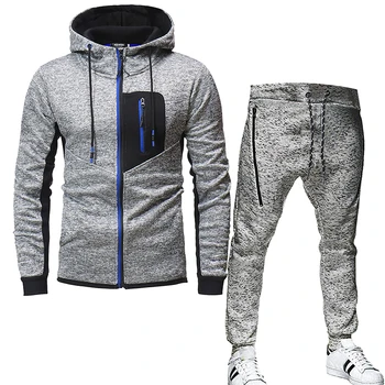 

2020 Autumn Men's Sport Suits Zipper Hoodie Running Sets Male Casual Hooded Tracksuits Clothes Man Joggers Fitness Training Set