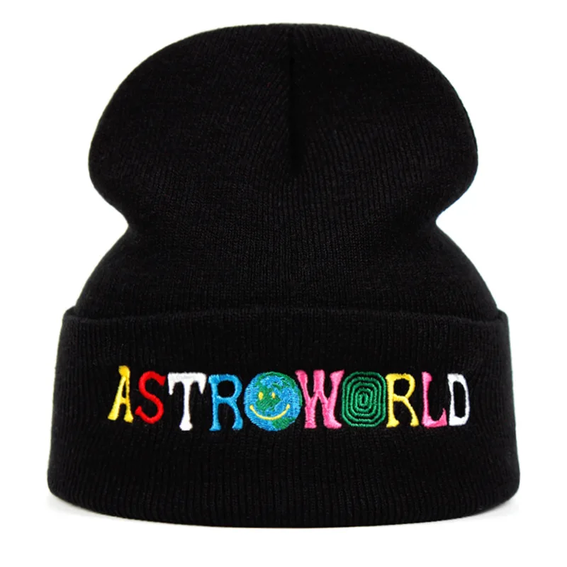 Astroworld, зимняя шапка, вязаная шапка для женщин и мужчин, вышивка, уличная, Skullies Beanies, шапки, одноцветные, теплые, спортивные, лыжные, повседневные Шапки