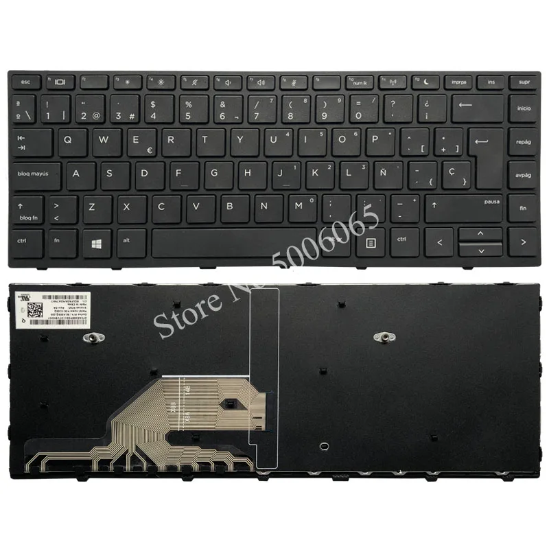Испанская клавиатура для ноутбука hp Probook 430 G5 440 G5 445 G5 NSK-XJ0SQ с черной рамкой